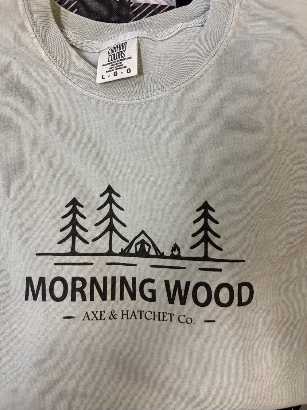 Comfort Colors Light Beige Tee with Black Morning Wood Graphic